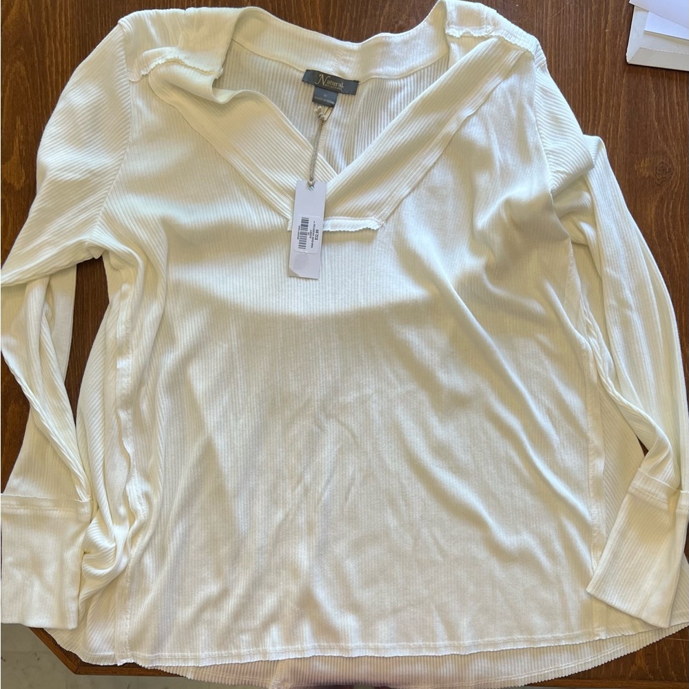 Natural Reflections Cream Ribbed Top